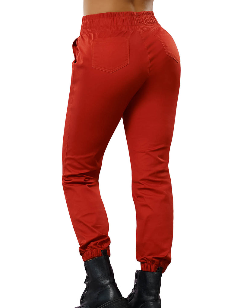 Pantalón Rojo Para Mujer Levantacola En Drill